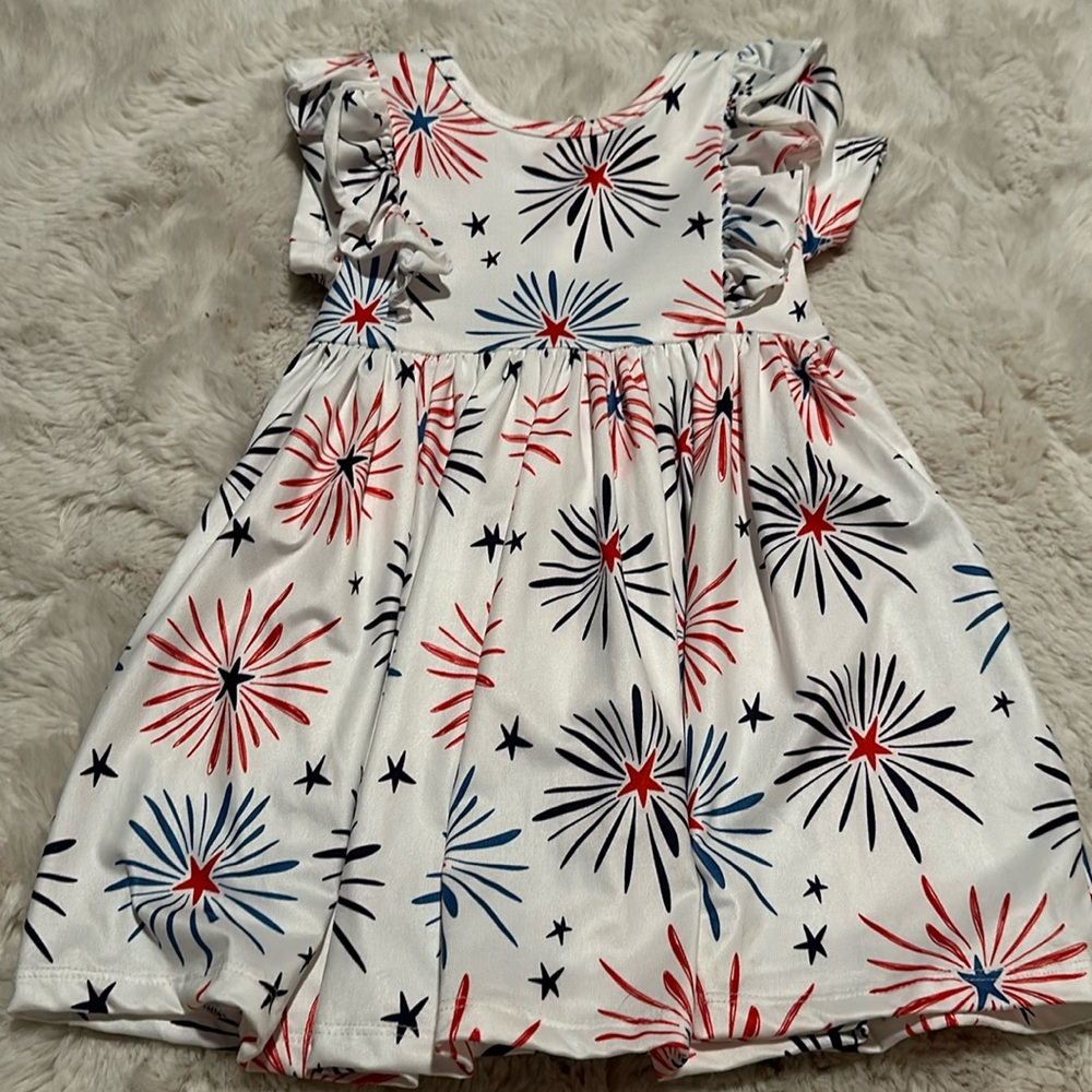 Red white and blue fireworks toddler dress Mila and Rose size 2